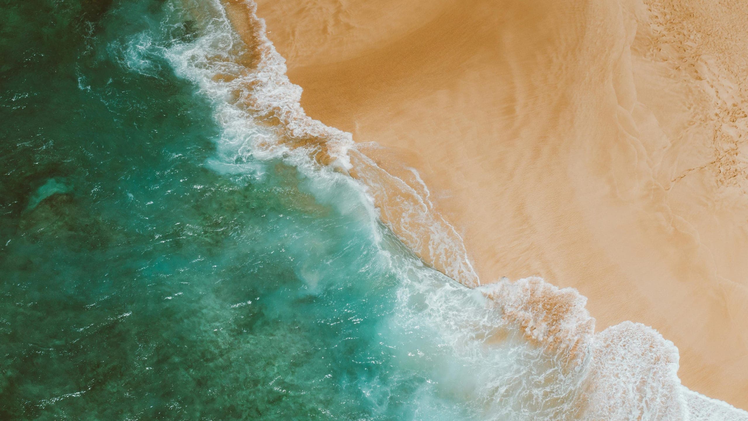 Abstract aerial shoreline with turquoise water meeting pale sand